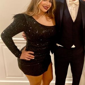 Black sequin mini dress